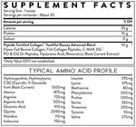 Supplement Facts Of 100OZ Unflavored Collagen Powder - MG Wellness Shop
